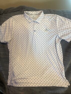 adidas Men’s White Polo with Navy Triangle Print